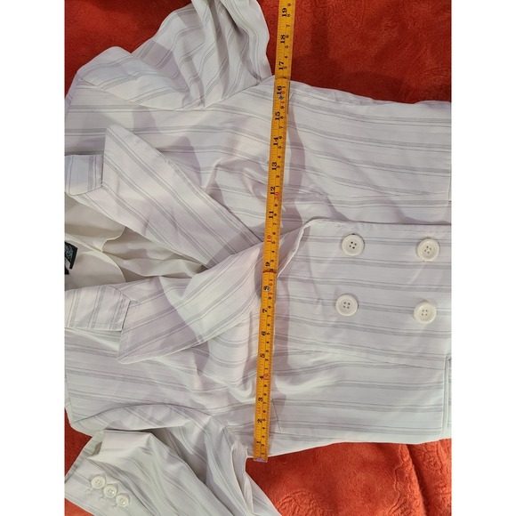 Body by Victoria Womens‎ Size 6 White Pinstripe Blazer Jacket Double Breasted - Picture 7 of 7